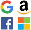 Google, Bing, Amazon and Facebook Logos